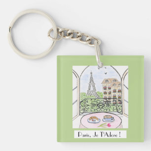 Whimsical Paris Eiffelturm Ich liebe Dich! Schlüsselanhänger