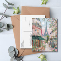 Whimsical Paris Sommer Reise Eiffelturm Floral