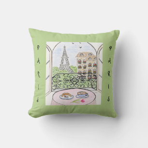 Whimsical Paris und Eiffelturm Kissen