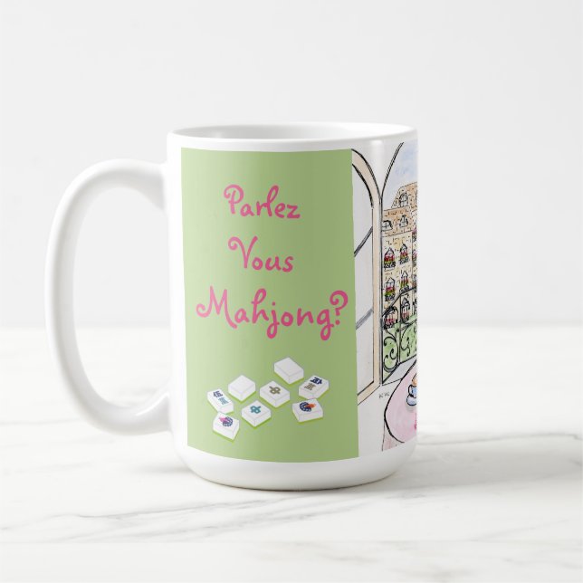 Whimsical Paris und Eiffelturm MAHJONG Kaffeetasse (Links)