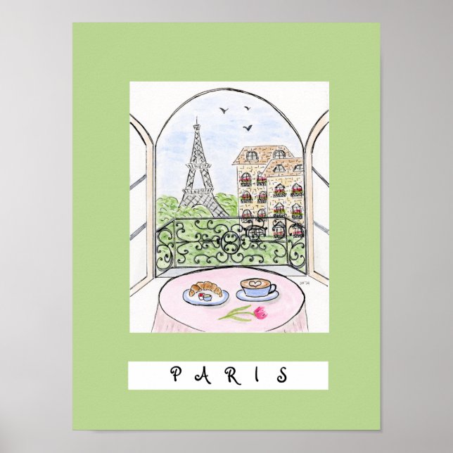 Whimsical Paris und Eiffelturm "PARIS" Poster (Vorne)