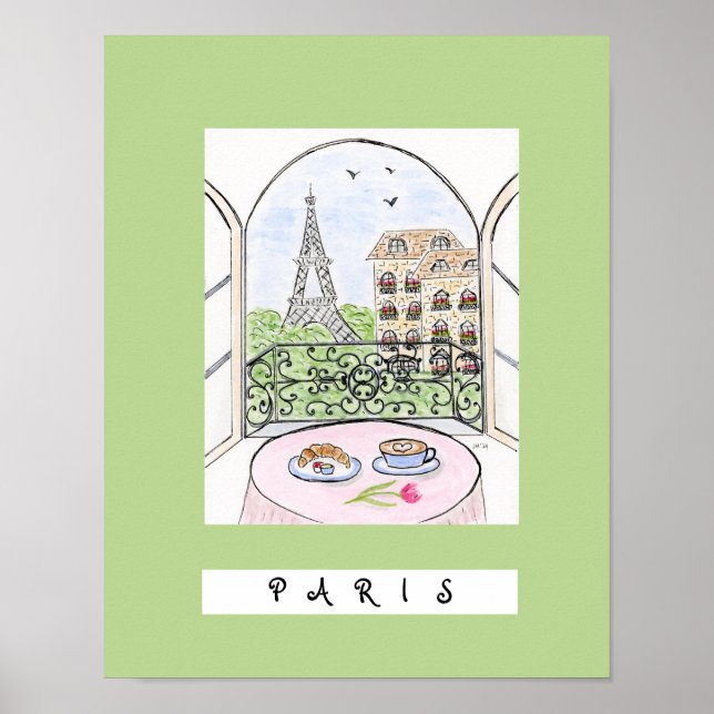 Whimsical Paris und Eiffelturm "PARIS" Poster (Vorne)