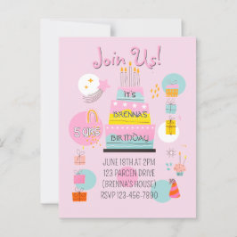 Whimsical Partytime Kids Brithday Einladung Postkarte