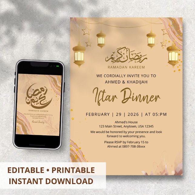 Whimsical Pastel Agate Ramadan Iftar Dinner Einladung (Von Creator hochgeladen)