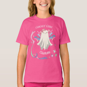Whimsical Pastel auf Hot Pink Ghost Girl Halloween T-Shirt