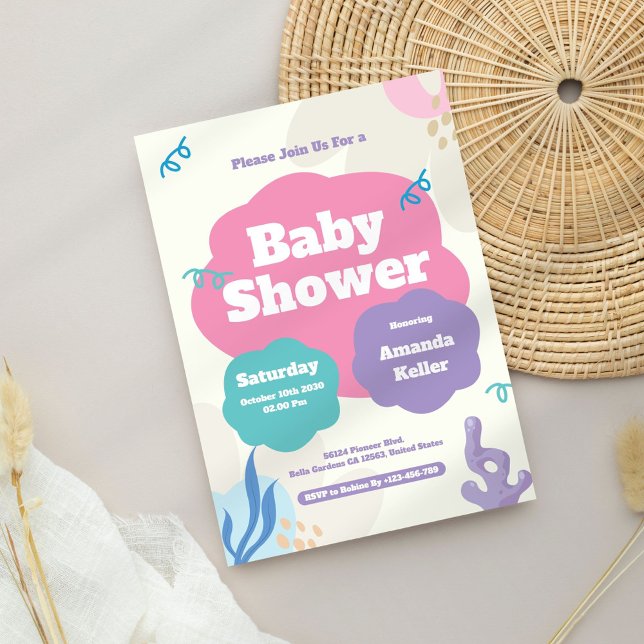 Whimsical Pastel Baby Dusche Einladung (Von Creator hochgeladen)