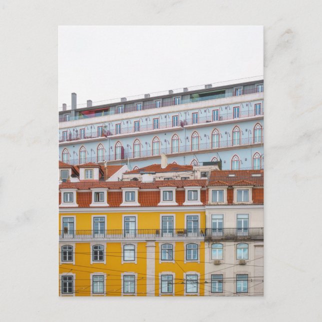 Whimsical pastel buildings in Lisbon Postkarte (Vorderseite)