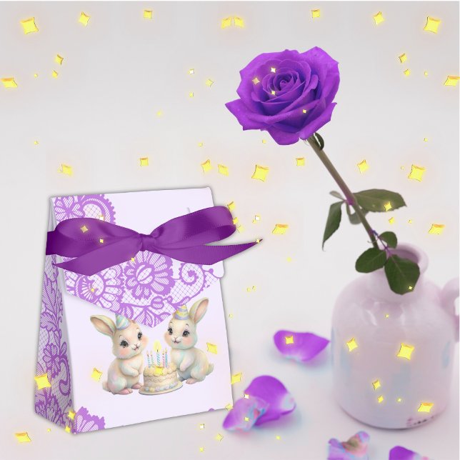 Whimsical Pastel Bunny Twins Birthday Favor Box Geschenkschachtel (Von Creator hochgeladen)