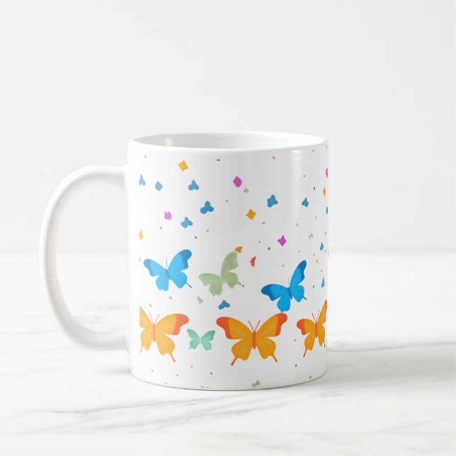 Whimsical Pastel Butterfly & Confetti Tasse (Links)