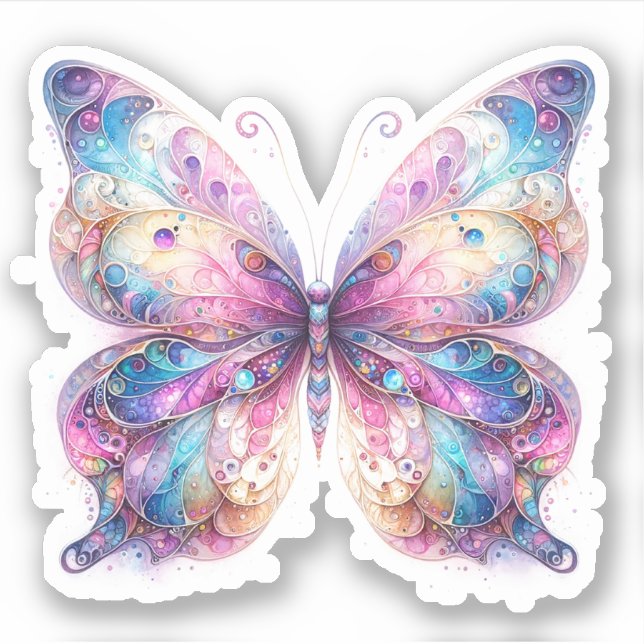 Whimsical Pastel Butterfly Stickers Aufkleber (Vorderseite)