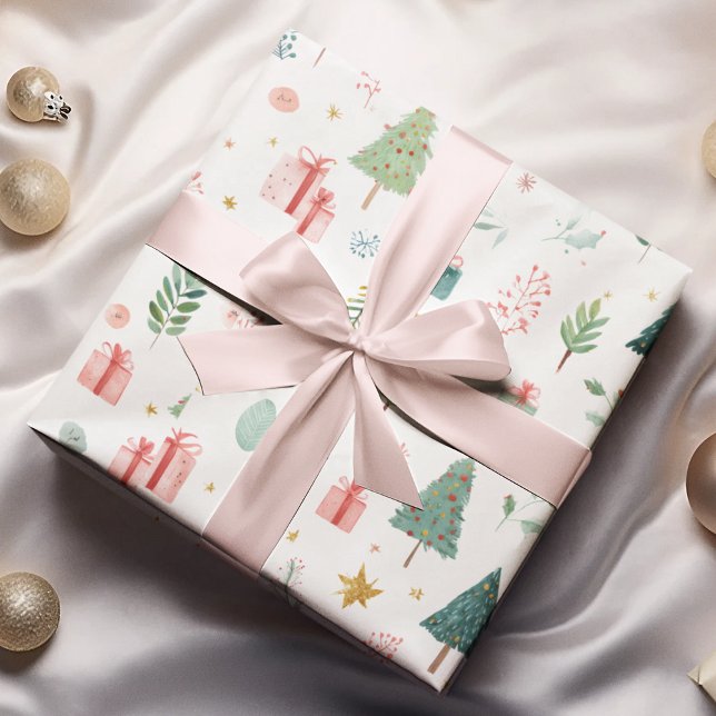 Whimsical Pastel Christmas Pattern Wrapping Paper Geschenkpapier (Von Creator hochgeladen)