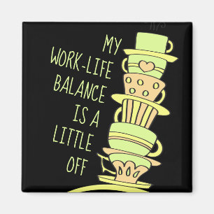 Whimsical Pastel Coffee Cups and Typography Magnet