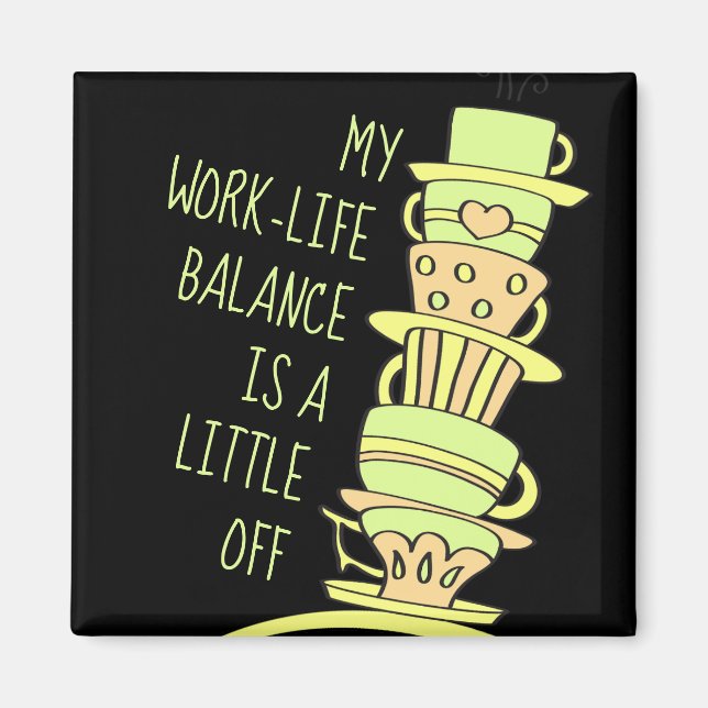 Whimsical Pastel Coffee Cups and Typography Magnet (Vorne)