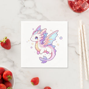 Whimsical Pastel Dragon Baby Dusche Serviette