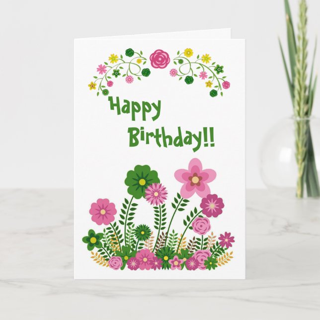 Whimsical Pastel Floral Happy Birthday Card Karte (Vorderseite)