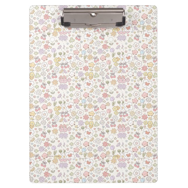 Whimsical Pastel Garden: Ein Muster für Blumen Klemmbrett (Vorderseite)