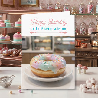 Whimsical Pastel Glass Glaze Donut Mom's Birthday Karte