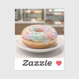 Whimsical Pastel Glasur Donut Glänzend   Aufkleber