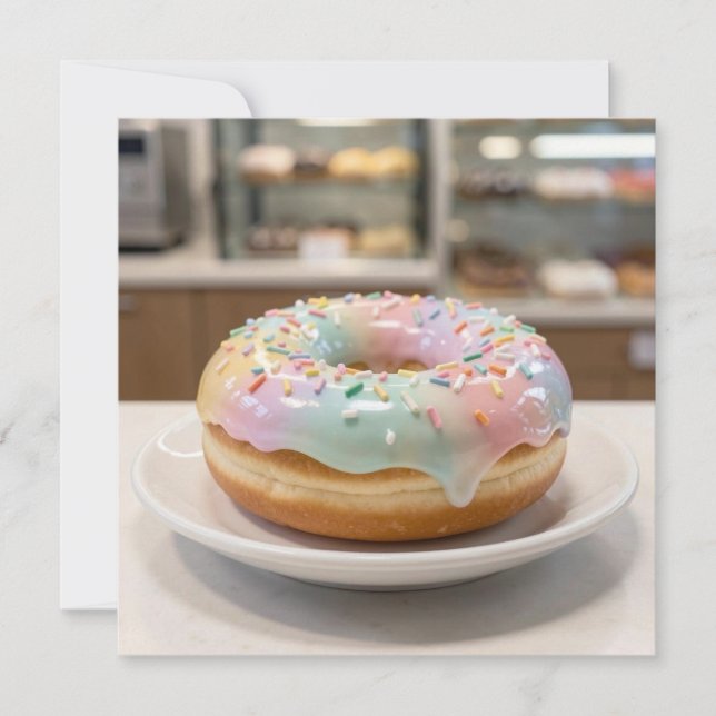 Whimsical Pastel-Glasur-Donut   Karte (Vorderseite)