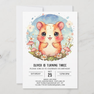 Whimsical Pastel Hamster Geburtstag Einladung