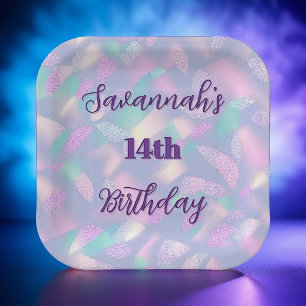 Whimsical Pastel Iridescent Geburtstagsfeier Pappteller