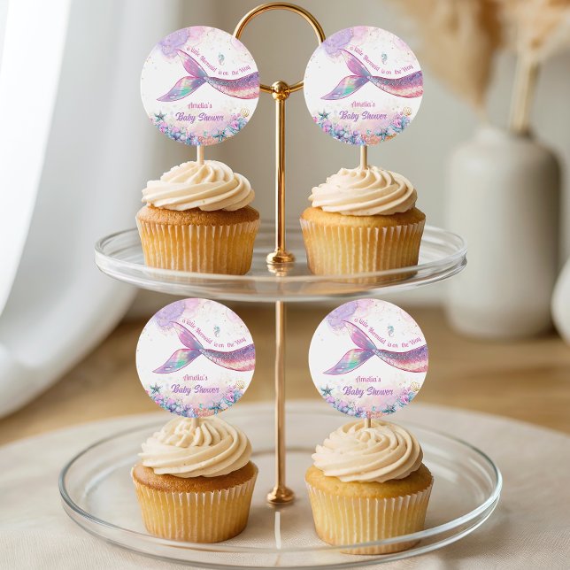 Whimsical Pastel Mermaid Undersea Girl Runder Aufkleber (Von Creator hochgeladen)