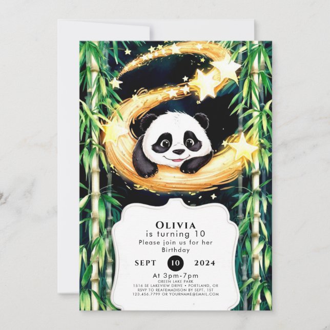 Whimsical Pastel Panda Geburtstag Einladung (Vorderseite)