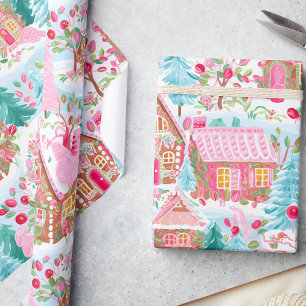Whimsical Pastel Pink Gingerbread Traum Weihnachte Geschenkpapier