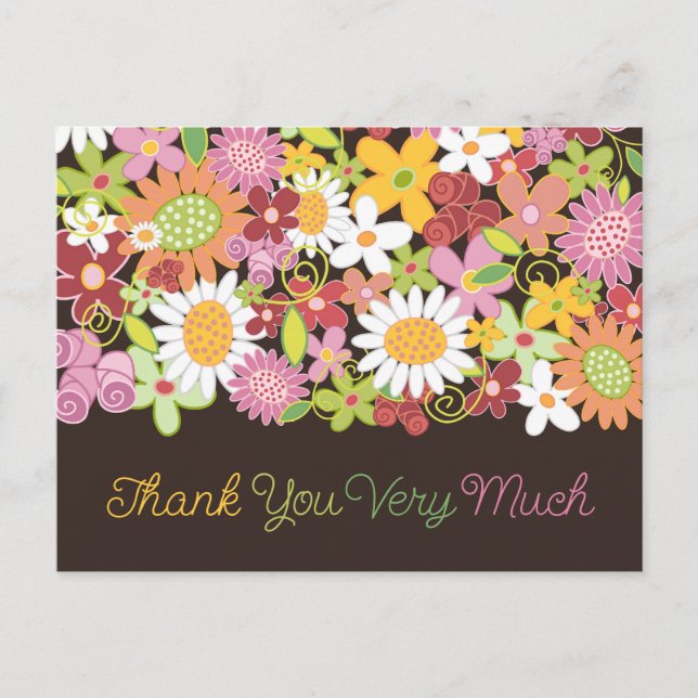 Whimsical Pastel Pink Spring Flowers Garden Chic Postkarte (Vorderseite)
