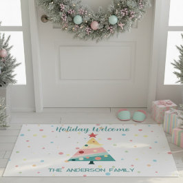 Whimsical Pastel Polka Dot Christmas Fußmatte
