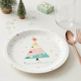 Whimsical Pastel Polka Dot Christmas Pappteller