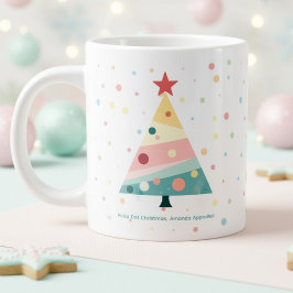 Whimsical Pastel Polka Dot Weihnachtsbaum Jumbo-Tasse