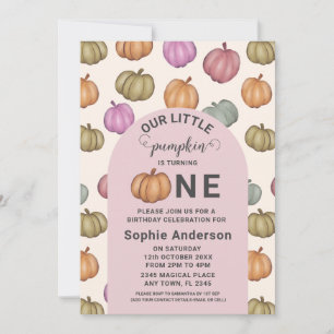 Whimsical Pastel Pumpkin erste Geburtstagsparty Einladung