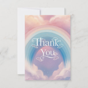 Whimsical Pastel Rainbow and Clouds Dankeskarte