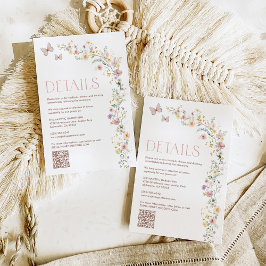 Whimsical Pastel Spring Wildblume Hochzeitdetails Begleitkarte