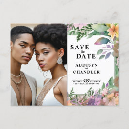 Whimsical Pastel Watercolor Wildblume Hochzeit Feiertagspostkarte