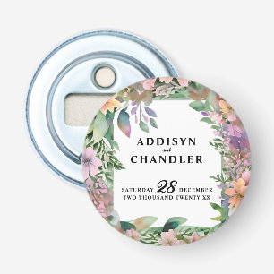 Whimsical Pastel Watercolor Wildblume Hochzeit Flaschenöffner