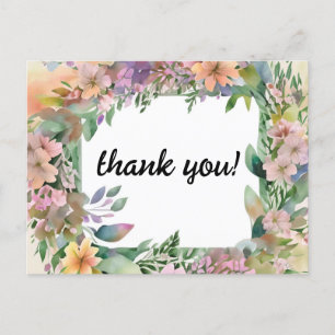 Whimsical Pastel Watercolor Wildblume Hochzeit Postkarte
