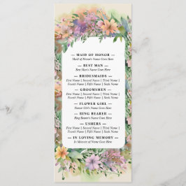 Whimsical Pastel Watercolor Wildblume Hochzeit Programm