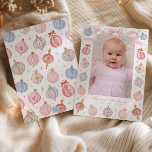 Whimsical Pastel Weihnachtsornamente Foto Feiertagskarte