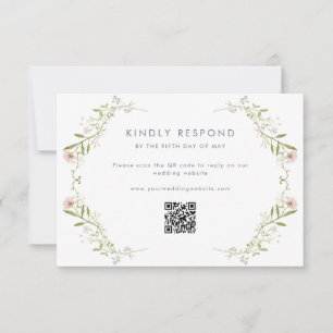 Whimsical Pastel Wildblume Wedding RSVP Karte