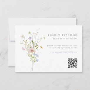 Whimsical Pastel Wildblume Wedding RSVP Karte