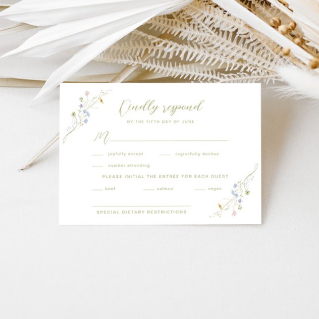 Whimsical Pastel Wildblume Wedding RSVP Karte (Von Creator hochgeladen)