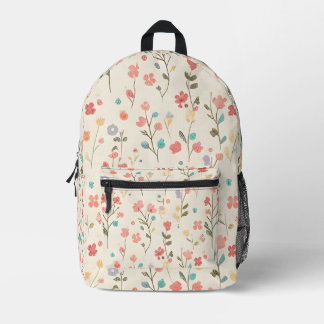 Whimsical Pastel Wildflower Meadow Bedruckter Rucksack