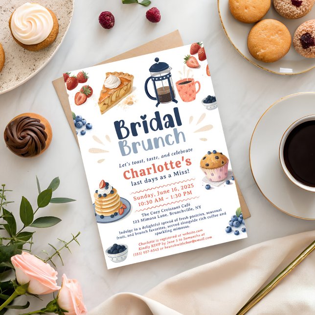 Whimsical Pastrie Brautparty zum Coffee Brunch Einladung (Whimsical Pastries Coffee Brunch Bridal Shower Invitation)