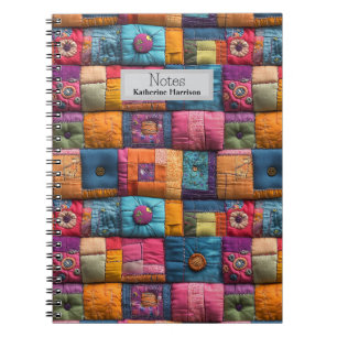 Whimsical Patchwork Quilt Pattern: farbiges Design Notizblock