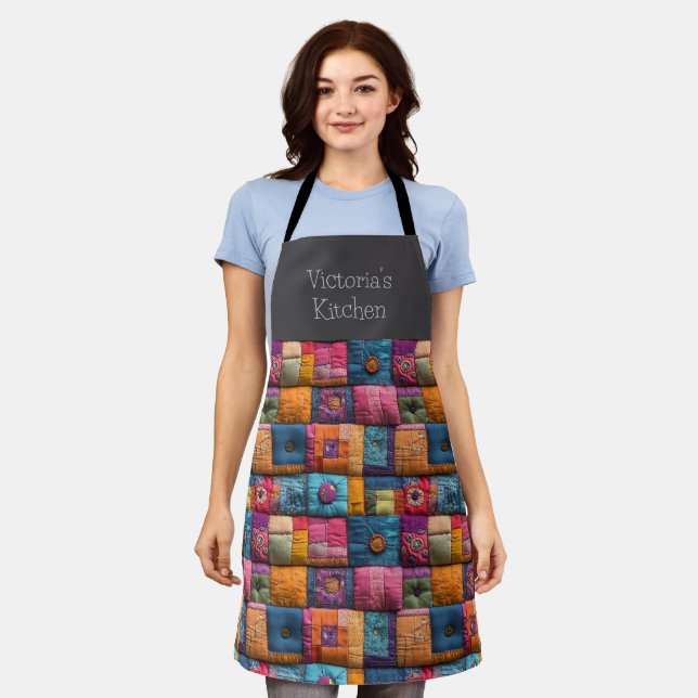 Whimsical Patchwork Quilt Pattern: farbiges Design Schürze (Getragen)