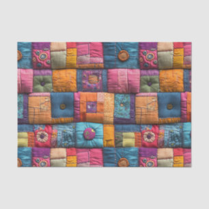 Whimsical Patchwork Quilt Pattern: farbiges Design Seidenpapier
