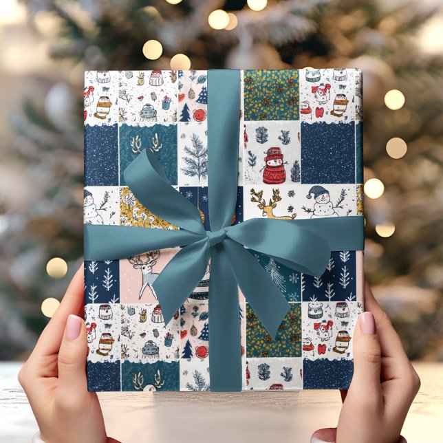 Whimsical Patchwork Weihnachten  Geschenkpapier (Von Creator hochgeladen)