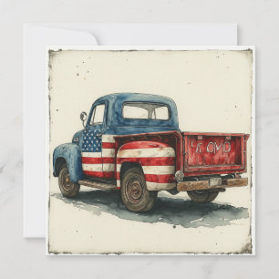 Whimsical Patriot Lieferwagen: Vintager Ruhm Feiertagskarte